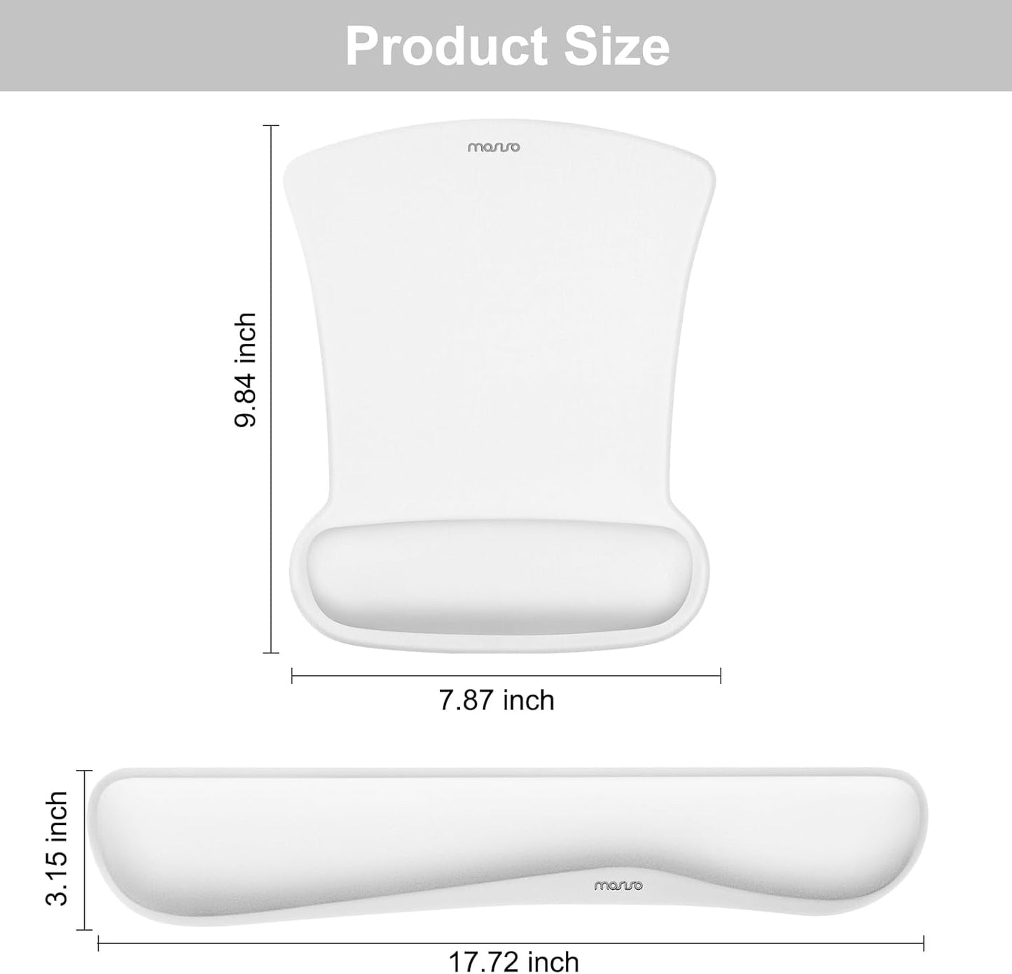 MOSISO Wrist Rest Support for Mouse Pad & Keyboard Set, Ergonomic Mousepad Non-Slip Base Home/Office Pain Relief & Easy Typing Cushion with Neoprene Cloth & Raised Memory Foam, Black