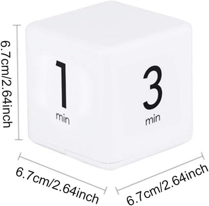 Cube Timer - 5, 15, 30 & 60 Min for Time Management (White) Kitchen & Workout Timer with Adjusted Volume