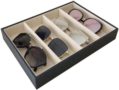 Premium Quality Sunglasses Tray Organizer Display PU Leather Exterior Soft Velvet Liner