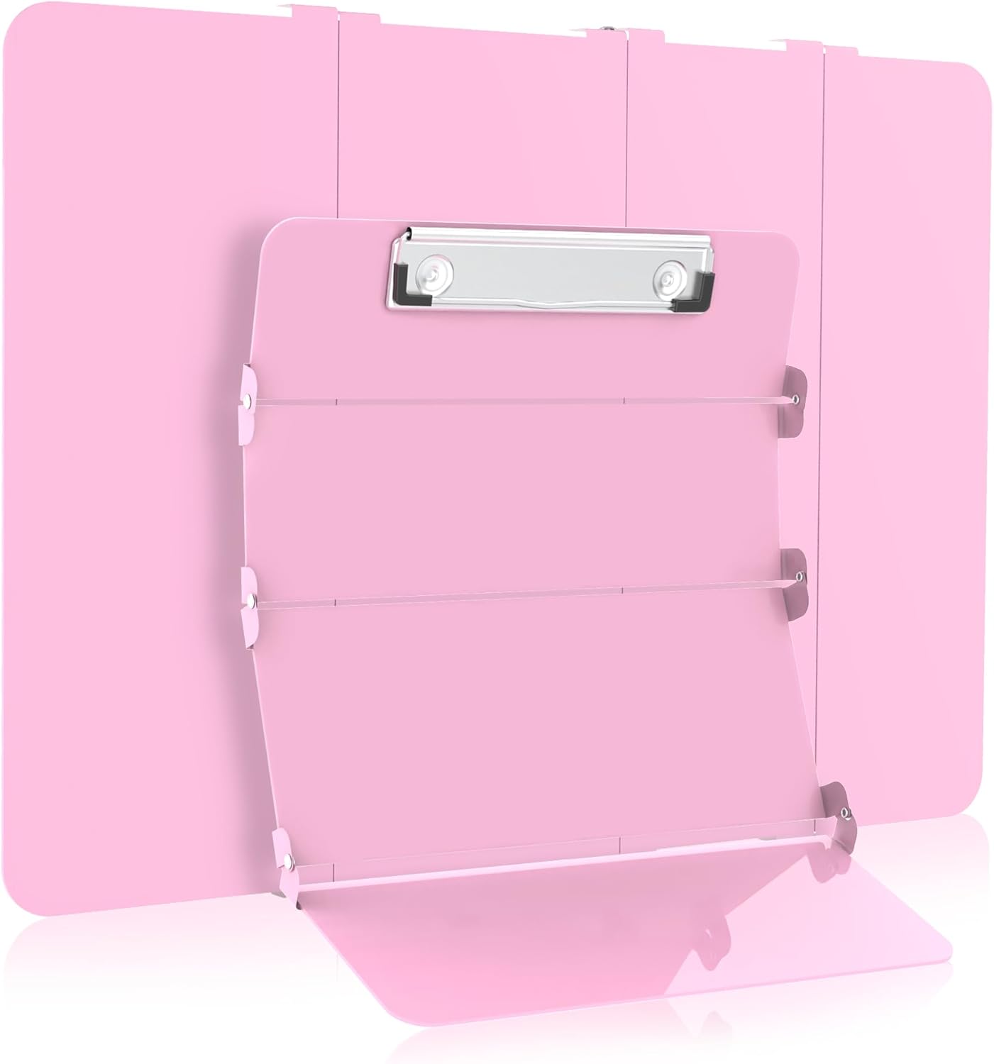 Nursing Clipboard Foldable-4 Layers Aluminum Nurse Foldable Clipboard Nursing Medical Edition Cheat Sheets, Pocket Size Pen Clip for Nurses Students School and Doctors-Pink