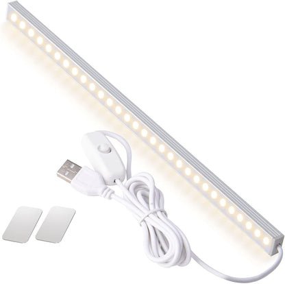 DWEPTU 2Pack LED Under Cabinet Light LED Light Bar with USB Powered Under Cabinet Lights for Closet Light Bar Under Counter Lighting Work Tables Student Dormitory (Include AC Plug)