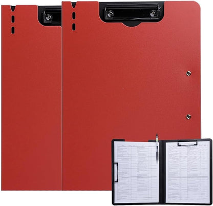 FRETONBA Clipboard Folder, A4 Foldable Clipboard with Horizontal and Vertical Double Metal Clips, 360 Degree Foldable Binder Clipboards with Pen Holder, File Cover Work Folder Clipboards, Blue