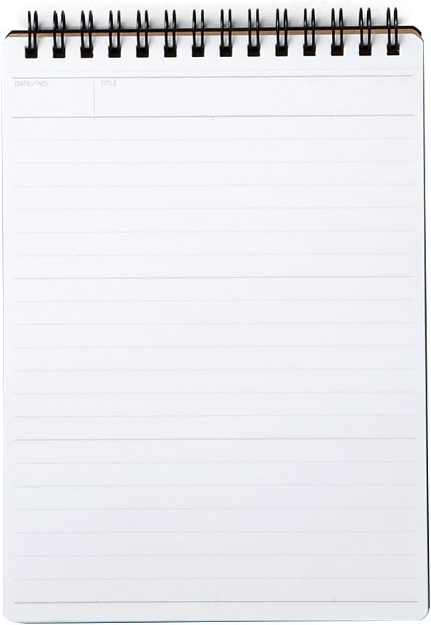 Maruman Mnemosyne Lined Notebook- Vertical A5, 5.83" x 8.27", 70 Sheets / 140 Pages, 7mm College Ruled With Center Line Journal, Perforated Pages & Wire-Bound to Lay Flat, Black, Made in Japan - Colors B
