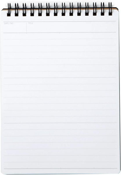 Maruman Mnemosyne Lined Notebook- Vertical A5, 5.83" x 8.27", 70 Sheets / 140 Pages, 7mm College Ruled With Center Line Journal, Perforated Pages & Wire-Bound to Lay Flat, Black, Made in Japan - Colors B