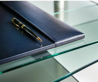 DACASSO Bonded Leather Desk Pad with Side Rails - Luxury Leather Desk Blotter for Writing - Padded Executive Desk Surface Protector - ( Burgundy, 30” x 18”)