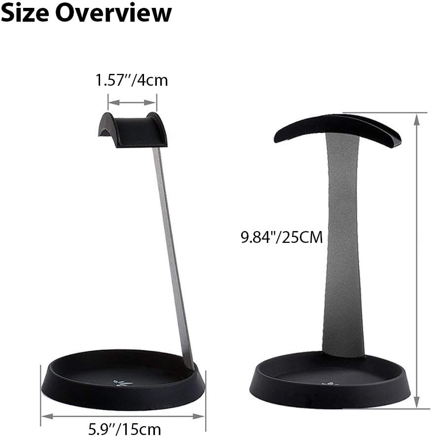 Avantree HS102 - Metal & Silicone Headphone Stand Hanger with Cable Holder, Black Desk Earphone Mount Rack, Fancy Music Studio Accessories