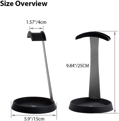 Avantree HS102 - Metal & Silicone Headphone Stand Hanger with Cable Holder, Black Desk Earphone Mount Rack, Fancy Music Studio Accessories
