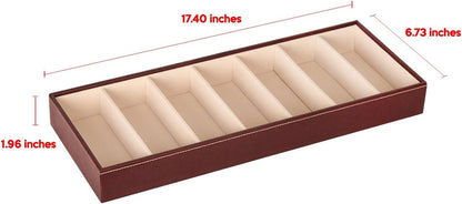 J JACKCUBE DESIGN 7 Slot Sunglasses Organizer, Leather Eyeglass Storage Tray Box for Table, Desk, or Drawer - MK378