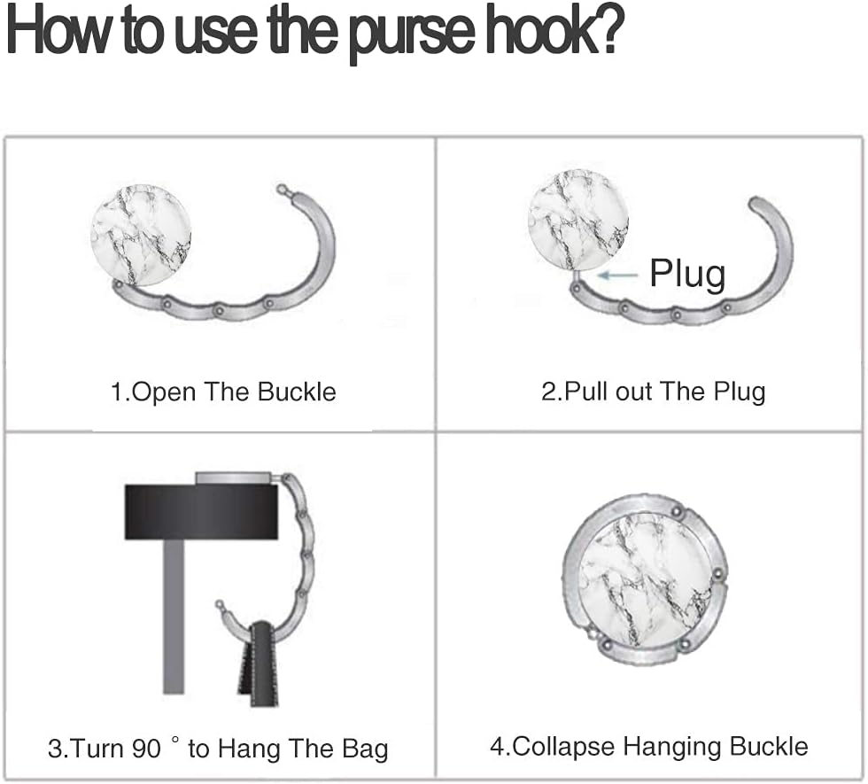 Bosketo Foldable Purse Hook Womens Bag Table Hanger Collection Desk Hooks for Purse (3pack Pretty Floral Hook)