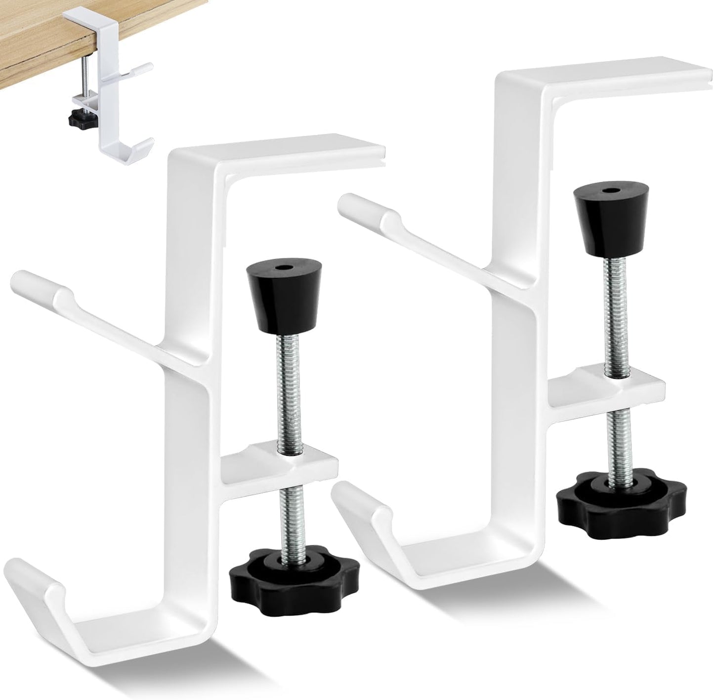 3PCS Desk Mount Bag Holder Hook Clamp,On Backpack Hanger Portable Desk Mount Headphones Holder for Reduce Desk Clutter Table Desk Table Hanging Storage