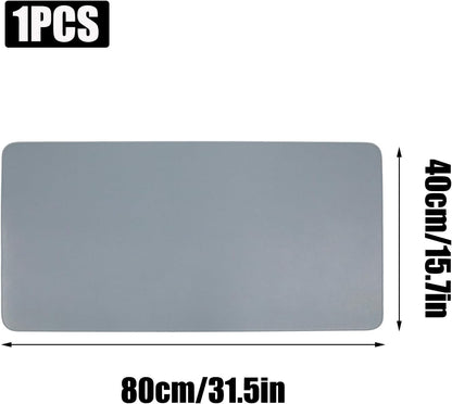 Double-Sided Keyboard Mouse Pad, 31.5"x15.7" PU Leather and Cork Desk Mat Large Overlocked-Edge Desk Pad with Matching Thread, Black