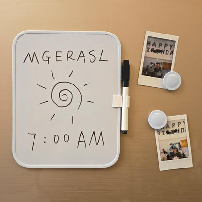 Small Dry Erase Board，Fridge Whiteboard，6" X 8" with Dry Erase Markers Magnetic and 2 Magnets，Mini Whiteboard for Office Door，School Lockers（White）