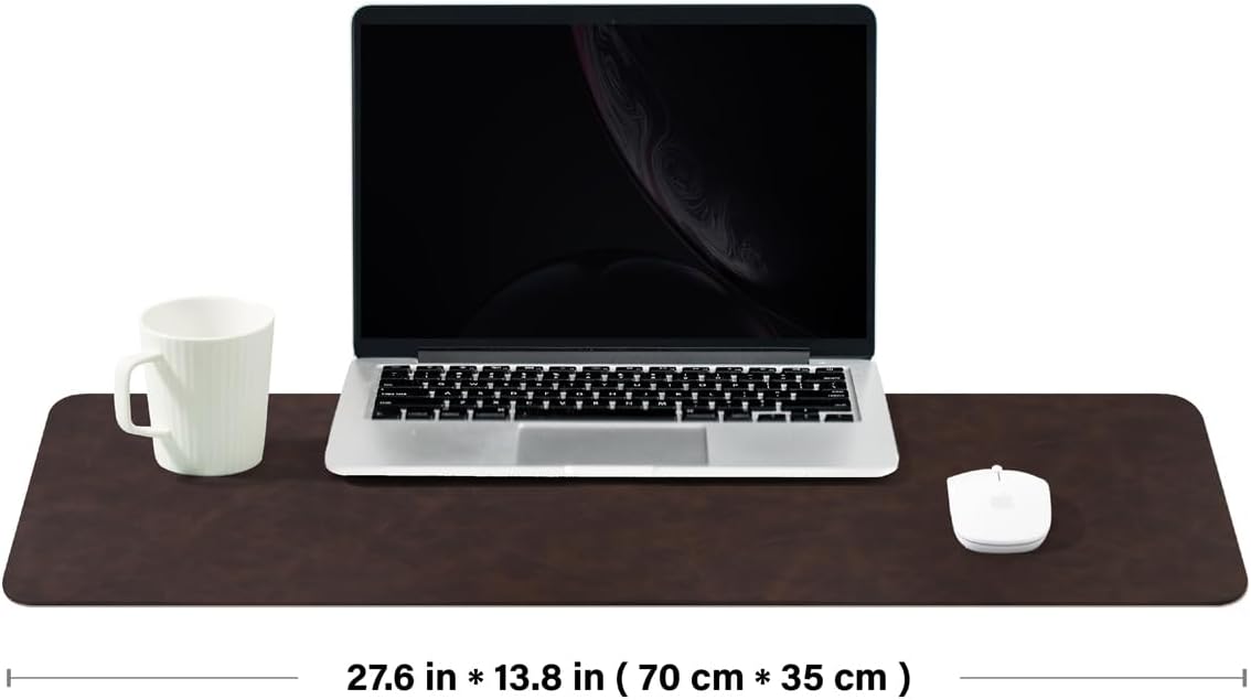 Distressed Leather Desk Mat - Non-Slip PU Desk Pad for Office and Home - Desk Organization and Accessories - Ideal for Large Mouse Pad and Desk Mats on Top of Desks(Tan,36"x 17")