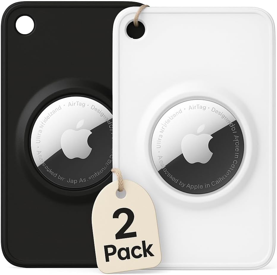 EVEO™ Apple AirTag Wallet Holder – (2 Pack) Ultra Thin Wallet AirTag Card Holder for Apple Tag | Secure Fit Air Tag Card for Carry – AirTag Cardholder *Apple AirTag Not Included– (Green & Purple)