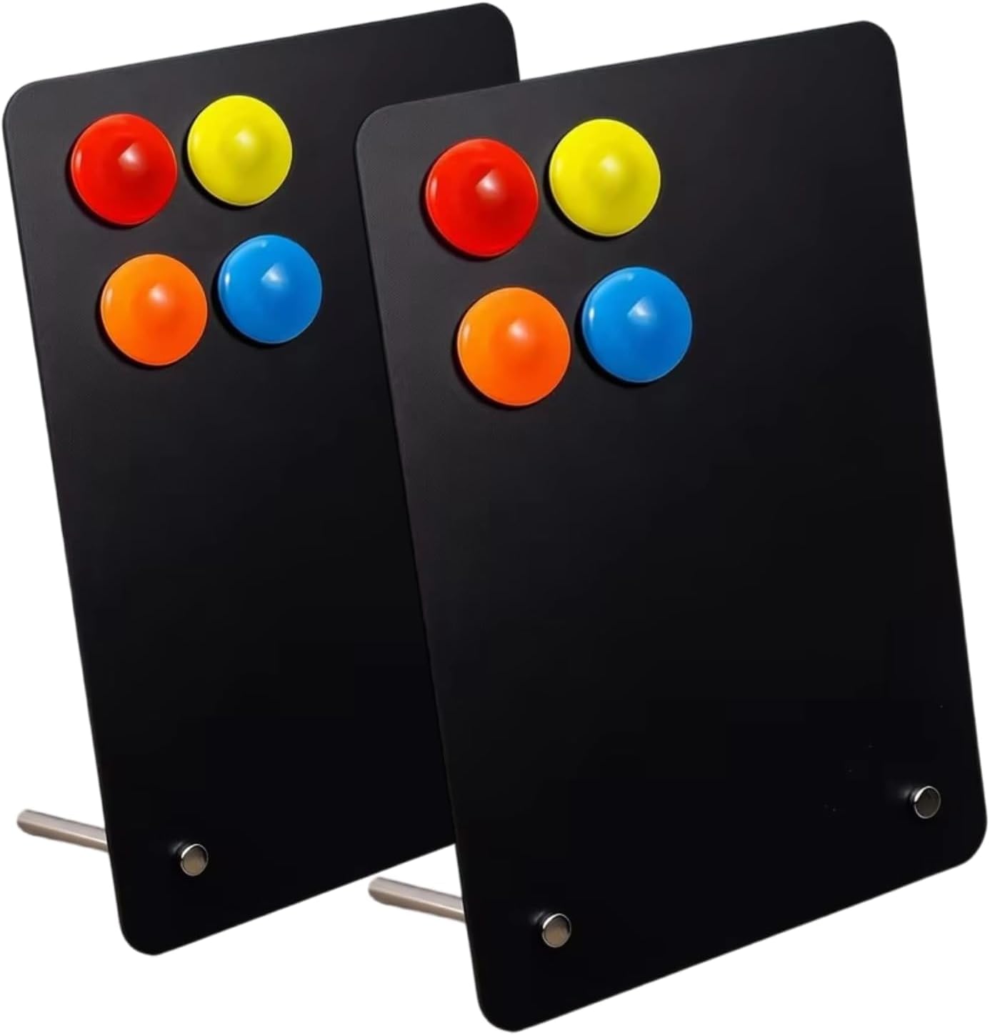 2 Pcs Magnetic Board, Black Magnet Message Board, 11"x7.8"Metal Magnetic Bulletin Board with 50pcs Memo Sheets and 8pcs Magnets, Magnet Display for Home, School, Kitchen, Office(Square,White)
