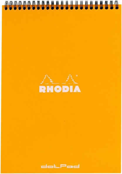Rhodia #16 Wirebound Notepad 5.8" x 8.3" Dot Pad, Orange Cover