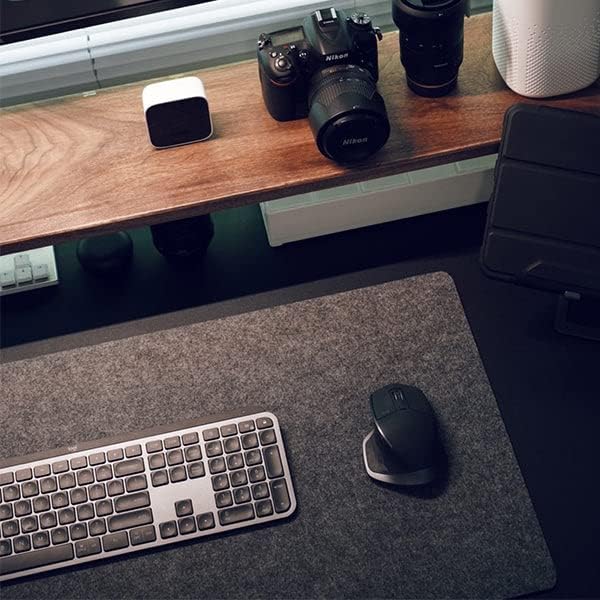 Desky Felt Desk Pad – Medium 24.4 x 11.8 Inch, Wool Felt Desk Mat with Anti-Slip Base – Light Grey – Keyboard & Mouse Surface for Office, Home, or Laptop Use