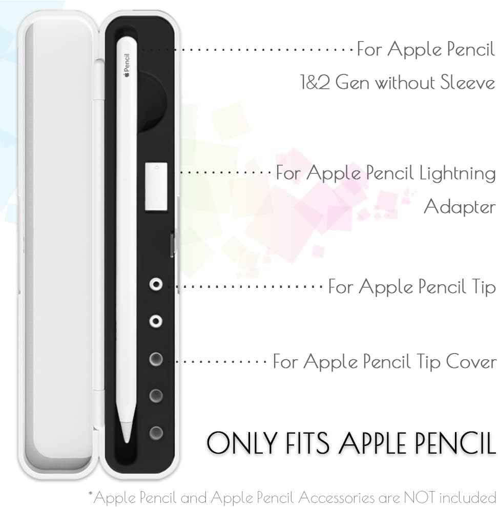 Carrying Case for Apple Pencil 2nd Gen and 1st Generation - Storage Box with Lid - Pen Protective Case for iPad Pencil - Holder Accessories - Shock-Absorption (Black)
