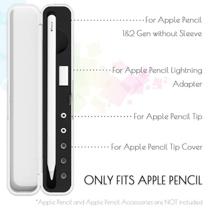 Carrying Case for Apple Pencil 2nd Gen and 1st Generation - Storage Box with Lid - Pen Protective Case for iPad Pencil - Holder Accessories - Shock-Absorption (Black)