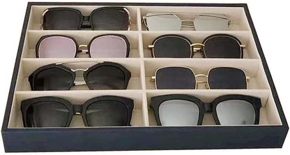 Premium Quality Sunglasses Tray Organizer Display PU Leather Exterior Soft Velvet Liner