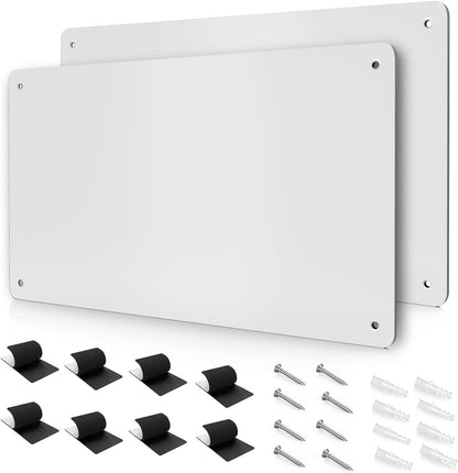 17.7" x 11.8" 2 Pack Metal Magnetic Board - Magnet Bulletin Board to Display Magnetic Letters Numbers Animal, Poetry, Spice Jars, Notes, Photos, Suitable for Wall, Refrigerator, Cubicle, Cabinet