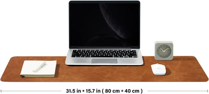 Distressed Leather Desk Mat - Non-Slip PU Desk Pad for Office and Home - Desk Organization and Accessories - Ideal for Large Mouse Pad and Desk Mats on Top of Desks(Tan,36"x 17")