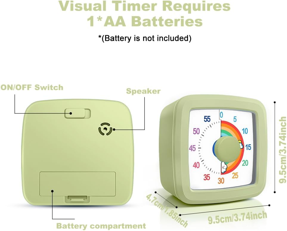 Visual Timer for Kids & Adults, 60 Minute Rainbow Countdown Timer, Time Management Tool for Classroom, Home, Kitchen, Office, School