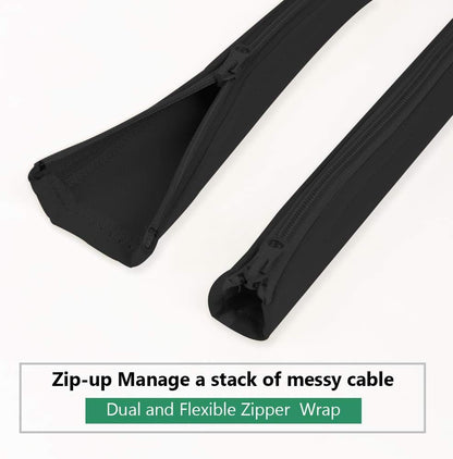 Flexible Cable Management Sleeve with Zipper - Extendable Cord Organizer System Wrap Wire Cable Cover Sleeve Holder, Keep Home & Office Clean Safe Protector for TV/Media, Beige, 39 Inches, 2 Pcs