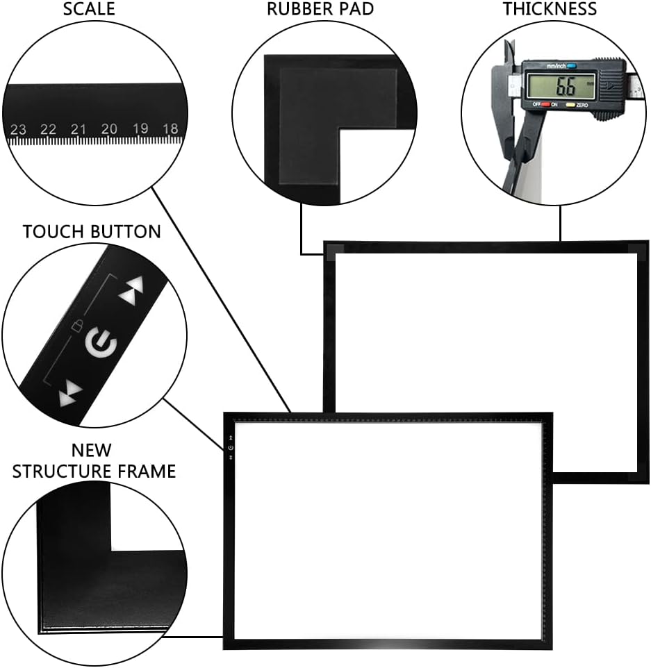 HSK B4/A3s LED Artist tracing Light Box Copy Table, Adjustable High Brightness Light Pad for Tatto Drawing, Sketching, Animation,Diamond Painting Accessories