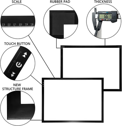HSK B4/A3s LED Artist tracing Light Box Copy Table, Adjustable High Brightness Light Pad for Tatto Drawing, Sketching, Animation,Diamond Painting Accessories