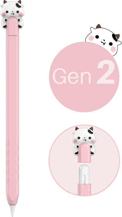 NIUTRENDZ Cute Bear Apple Pencil Case for Apple Pencil 2nd Generation Case Silicone Protective Cover Sleeve Skin Accessories (Brown, Apple Pencil 2nd Generation)