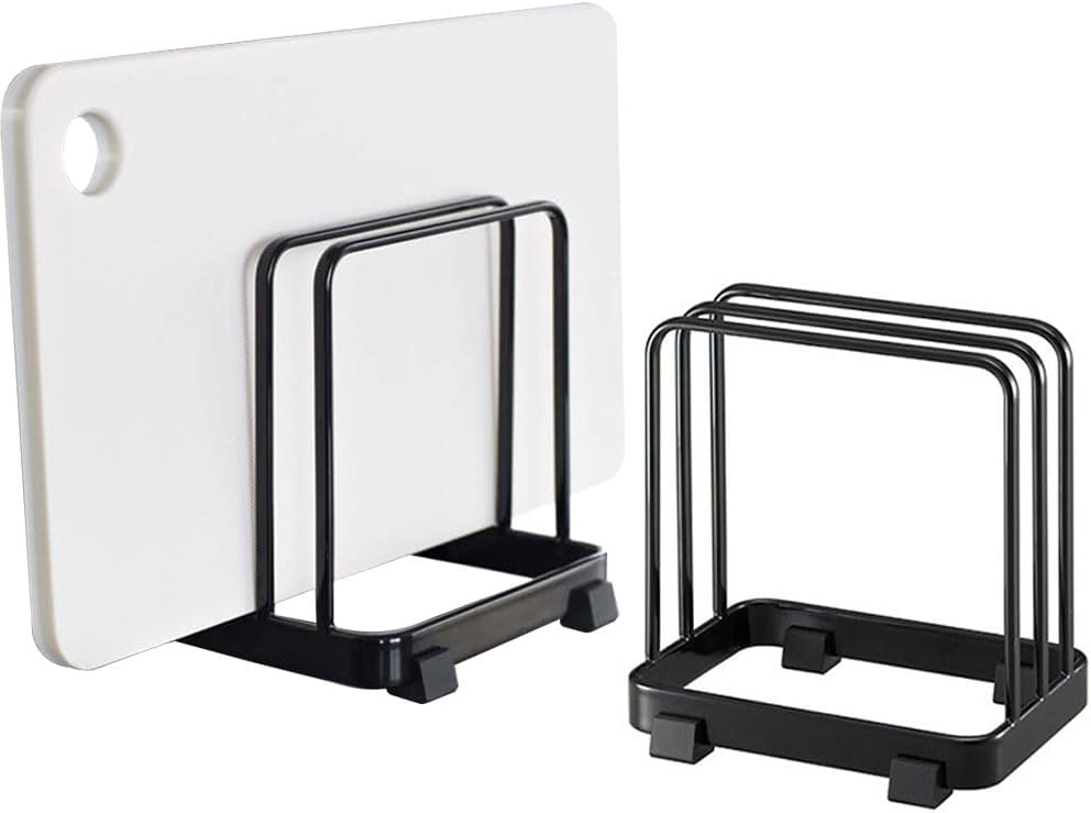 Cutting Board Organizer, Cutting Board Holder Rack, Baking Cookie Pan Sheets for Cabinet Storage or Kitchen Counter (Black)
