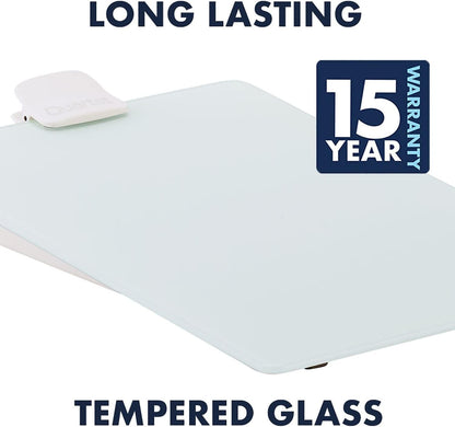 Quartet Dry Erase White Board 9"W x 11"H Desktop Glass Pad with Removable Clip and Marker, White (GDE119)