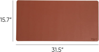 Smead Desk Pad, Vegan Leather Desk Mat with Non-Slip Faux Suede Backing, Perfect Desk Organizer for Office Decor, 31.5” x 15.7” Medium, Sandstone (64831)