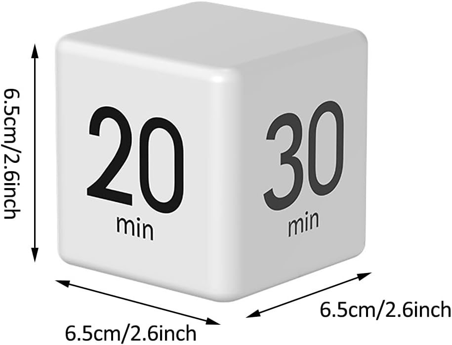 Cube Timer, Gravity Sensor Flip Timer for Study, Work, Game, Task, Kitchen, Kids, ADHD, Productivity, Workout (White 15-20-30-60)