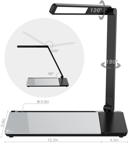 TOWON LED Desk Lamp with Charging Pad and Dry Erase Whiteboard - Adjustable 2 Level Light Touch Lamp, Eye-Caring Foldable Table Lamp with White Board Storage College Dorm Room Essentials, Black