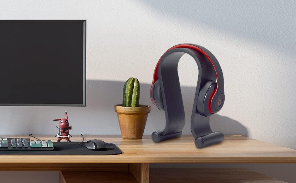SAMDI Wood Headphone Stand, Headphone Holder Wood Headset Stand Compatible for Sony, Bose, Shure, Jabra, JBL, AKG Gaming Headphones Display et. (Walnut)