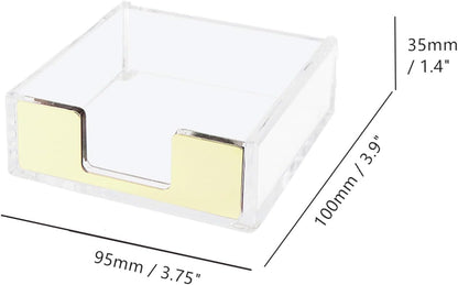 NatSumeBasics Gold Sticky Note Holder Clear Acrylic Yellow Post Note Pad Holders Memo Dispenser Case for Desk Office School Aesthetic Supplies Accessories (Pure Gold)