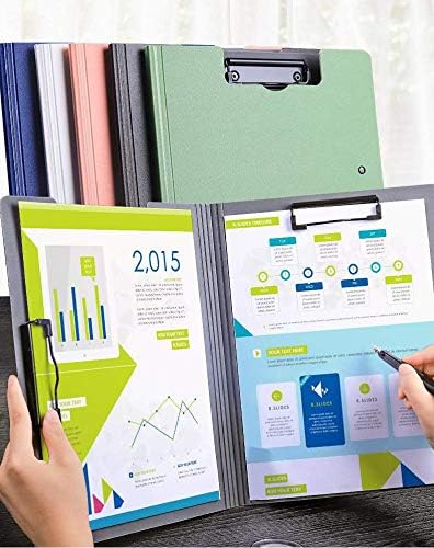 souG 4Pcs Clipboard Foldable,360°Cover Folder Clipboard Plastic Clipboards with Double Low Profile Clip,File Folder Storag Clipboards for A3 A4 Paper, Clip Boards for Office School Supplies (4 Colors)