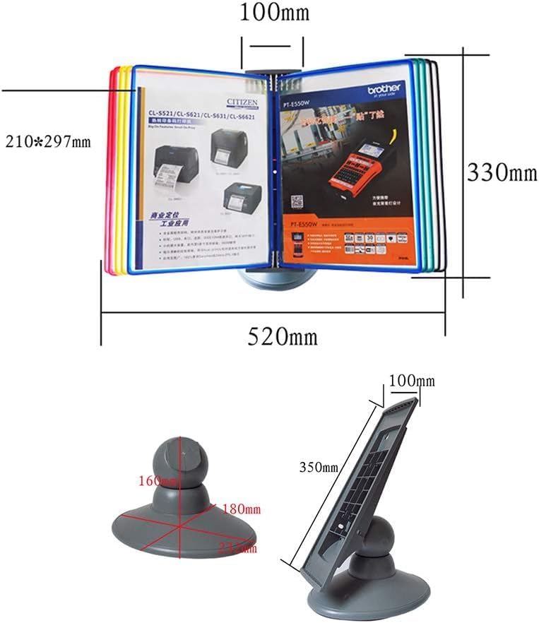 Wall Mount Reference Display System, Flip File Holder, Desktop or Wall-Mounted Display Stand with Adjustable tilt,Folders(C)
