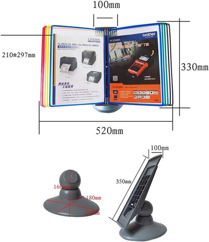 Wall Mount Reference Display System, Flip File Holder, Desktop or Wall-Mounted Display Stand with Adjustable tilt,Folders(C)