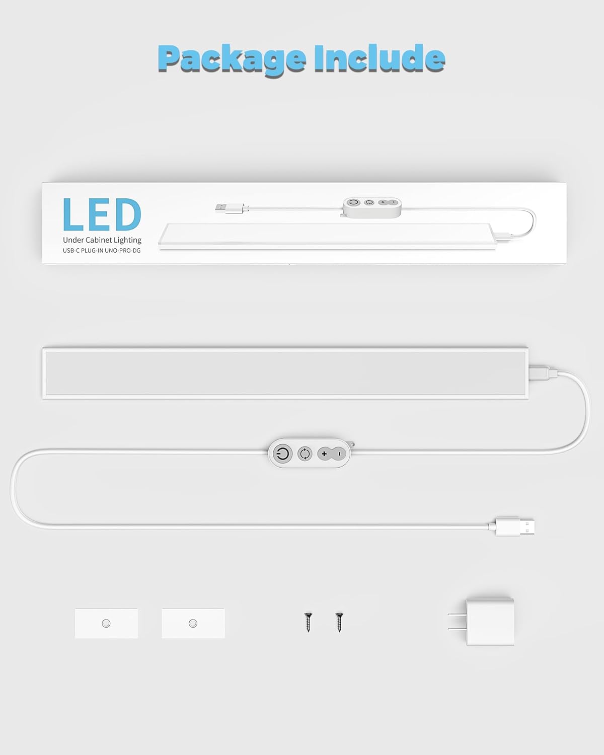 ASOKO LED Under Cabinet Lighting USB Plug-in, Dimmable, 3 Color Temperature, 14.5 in, Under Counter Lights for Kitchen,Shelf,Cupboard, Under Desk Monitor Light Bar (Sliver, 14.5 inch-2 Pack)