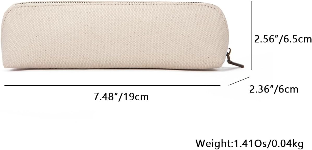 Canvas Pencil Case Cotton Canvas and Simple Multifunctional Pencil Bag Zipper Portable Storage (Black)