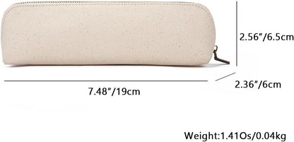 Canvas Pencil Case Cotton Canvas and Simple Multifunctional Pencil Bag Zipper Portable Storage (Black)