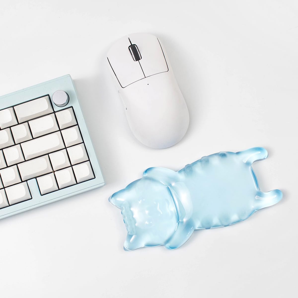 Ergonomic Gel Mouse Wrist Rest – Clear Cute Cat Mouse Wrist Rest, Comfort & Support for Typing and Gaming (Pink)