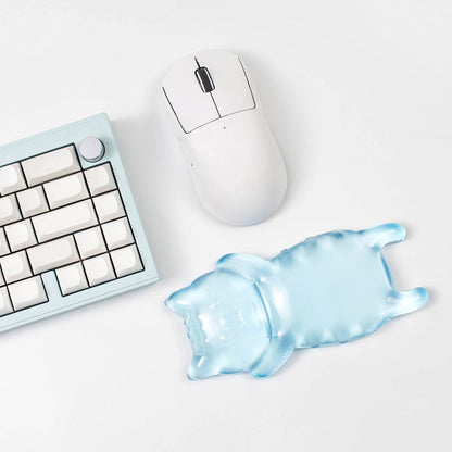 Ergonomic Gel Mouse Wrist Rest – Clear Cute Cat Mouse Wrist Rest, Comfort & Support for Typing and Gaming (Pink)