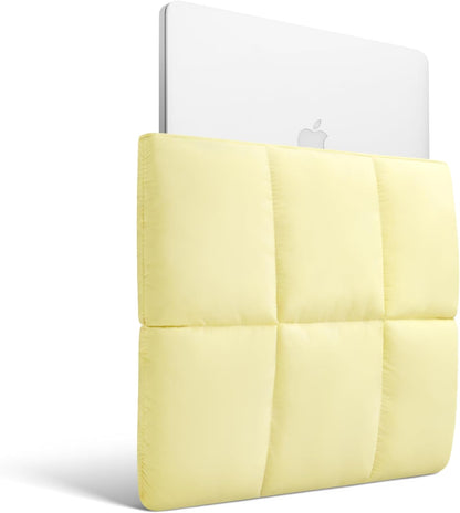 Comfyable Puffy Laptop Sleeve 13 Inch 14 Inch, Quilted Puffer Laptop Carrying Case for Women, Pillow Case Compatible with MacBook Air/Pro M5 M4 M3 M2 Pro/Max 2026, 13" MacBook Neo A18, Rice | Puffy
