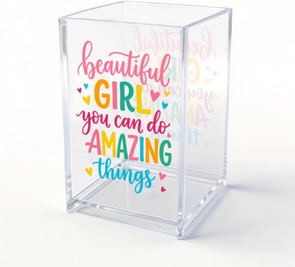 The Makeup Artist Acrylic Cosmetic Pencil Pen Holder, Funny Vanity Accessories for Girls, Makeup Brushes Holder for Beauty Specialist Esthetician, Make Up Artist MUA Appreciation Gifts