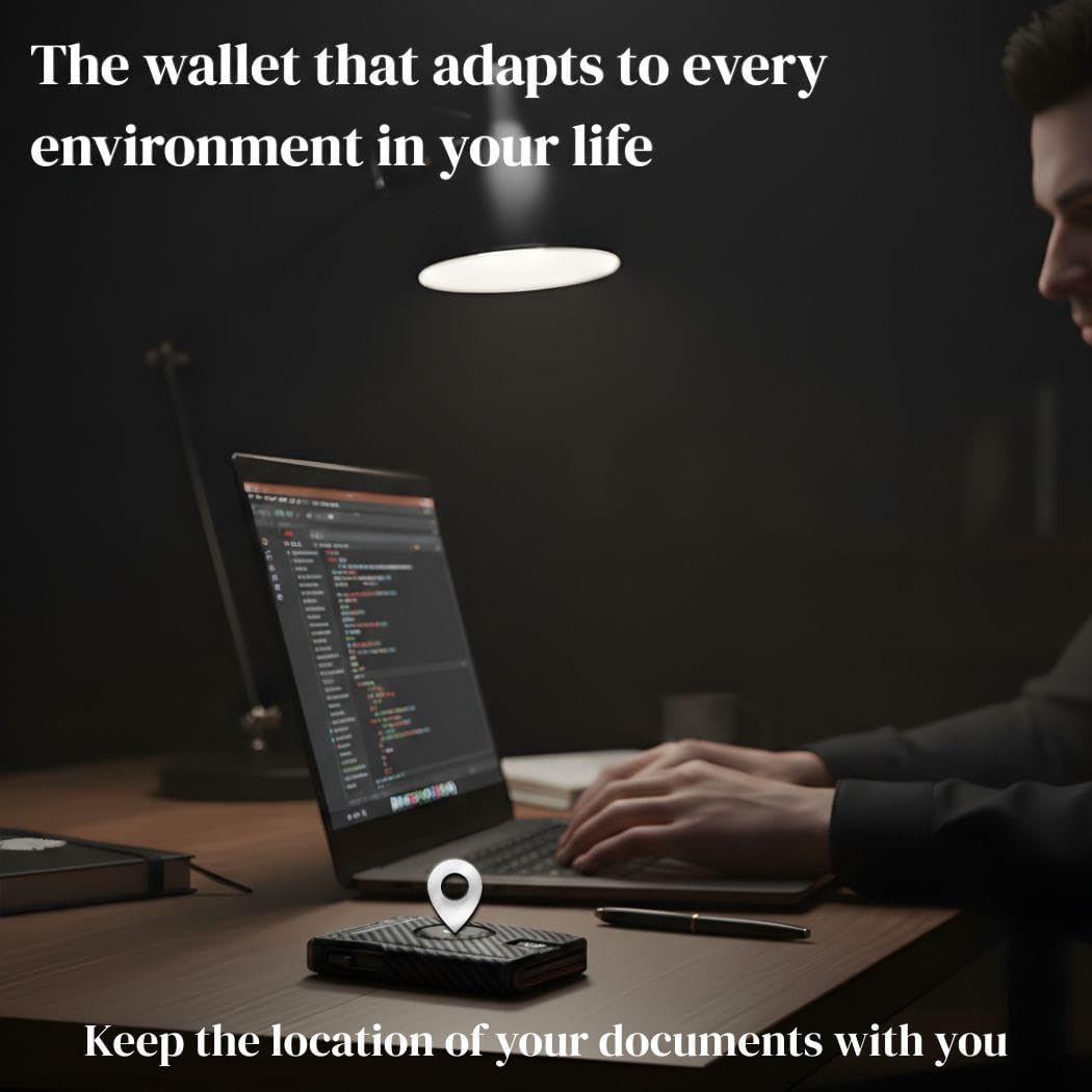 Mens Wallet with AirTag Holder, RFID Blocking, Pop-Up Aluminum Card Holder, ID Window, Money Clip, Fits up to 12 Cards, Slim & Minimalist, Smart, MicroFiber (Black), Gift Box, Billetera para Hombre