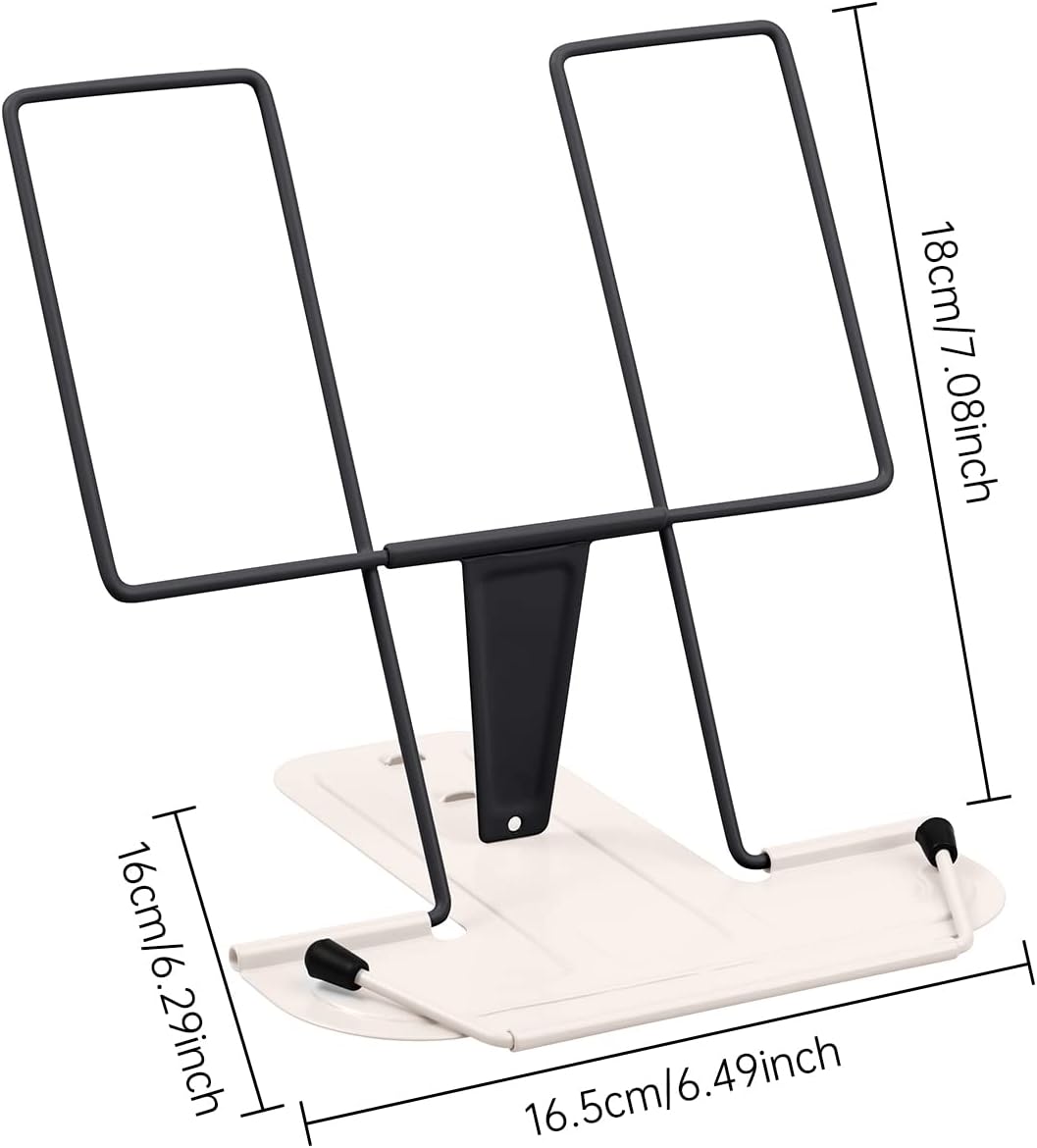 Metal Book Stand for Desk, Adjustable Reading Rest Book Holder, Portable Cookbook Documents Holder, Sturdy Typing Stand for Recipes Textbooks Tablet Music Books with Page Clips (Green)